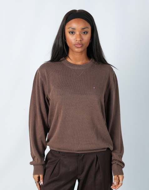 Vintage Tommy Hilfiger L knitted jumper in brown - view 1
