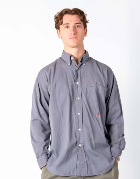 Vintage Tommy Hilfiger L Long Sleeve Shirt Charcoal Grey - view 1