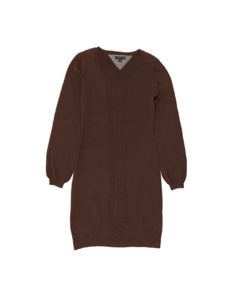 Vintage Tommy Hilfiger Long Sleeve Jumper Dress UK 12 Medium In Brown - view 1