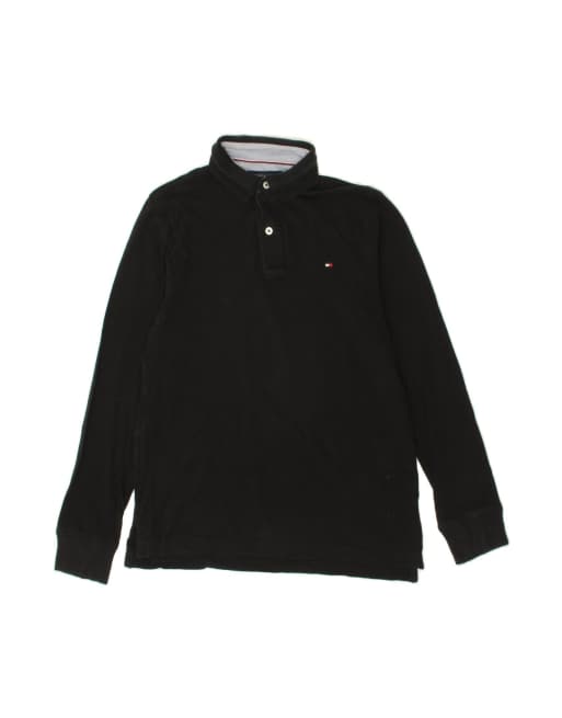 Vintage Tommy Hilfiger Long Sleeve Polo Shirt Small In Black