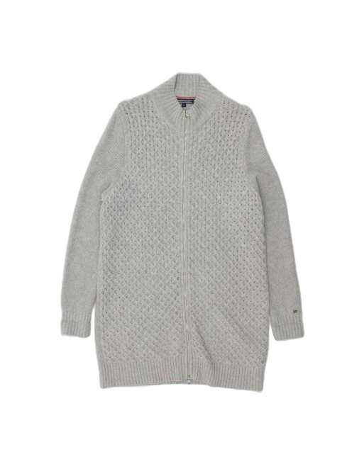 Vintage Tommy Hilfiger Longline Cardigan Sweater UK 18 XL In Grey