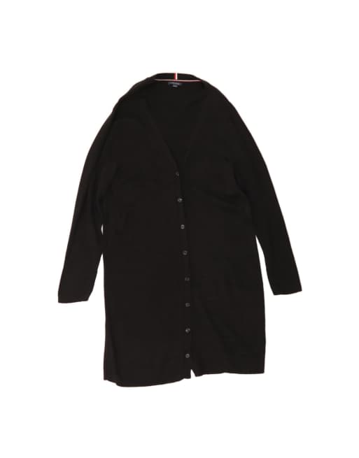 Vintage Tommy Hilfiger Longline Cardigan Sweater UK 20 2XL In Black