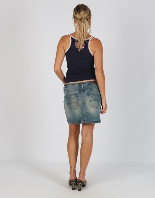 Vintage Tommy Hilfiger M denim mini skirt in blue, 3 of 4