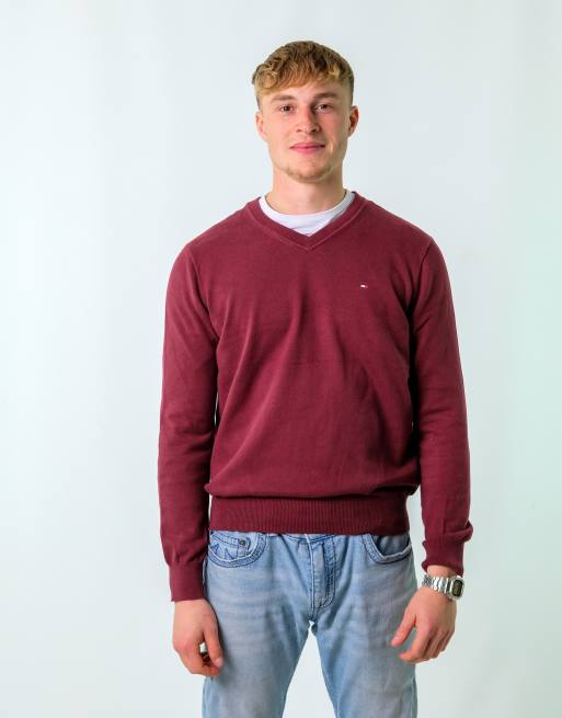 Vintage Tommy Hilfiger M Knit Sweatshirt Burgundy Red