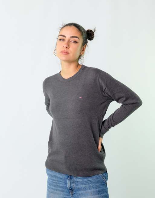 Vintage Tommy Hilfiger M Knit Sweatshirt Charcoal Grey