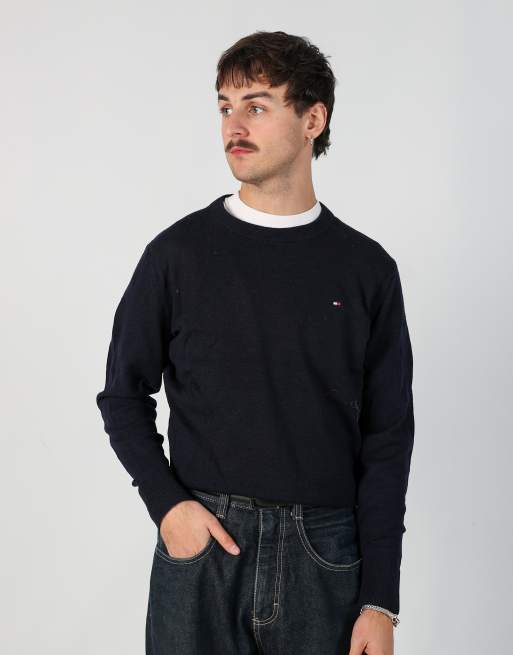 Vintage Tommy Hilfiger m knit sweatshirt in navy blue