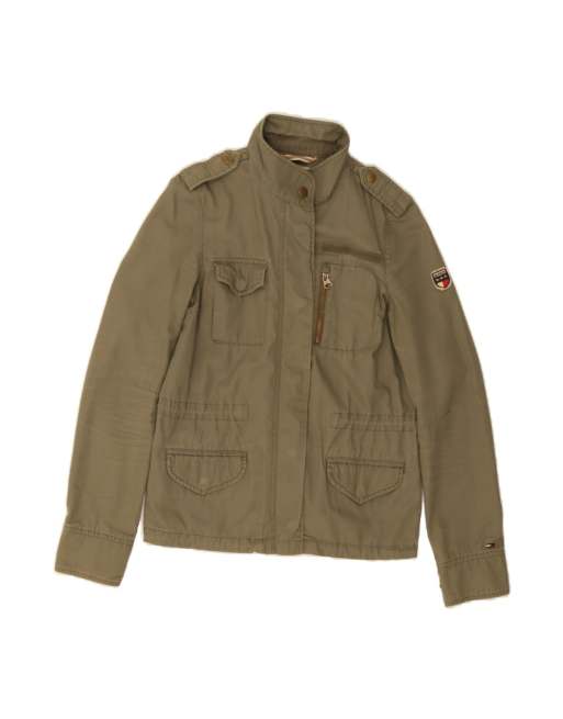 Vintage Tommy Hilfiger Military Jacket UK 10 Small In Khaki