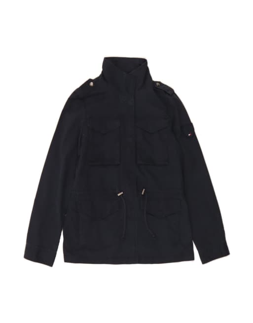 Vintage Tommy Hilfiger Military Jacket UK 6 XS In Blue
