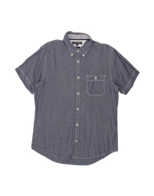 Vintage Tommy Hilfiger Modern Fit Short Sleeve Shirt Large In Blue