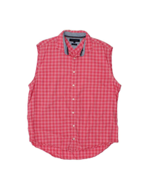 Vintage Tommy Hilfiger New York Fit Sleeveless Shirt 2XL In Pink Gingham