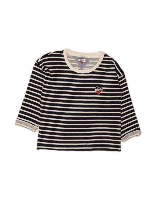Vintage Tommy Hilfiger Oversized Boat Neck Jumper Sweater UK 10 Small In Black