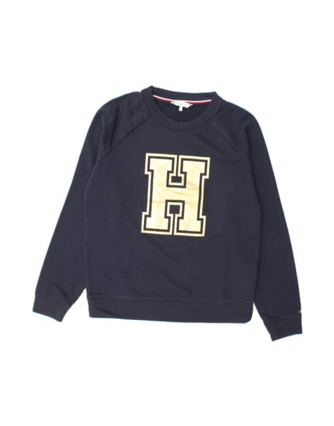 Vintage Tommy Hilfiger Oversized Sweatshirt Jumper UK 10 Small In Blue - view 1