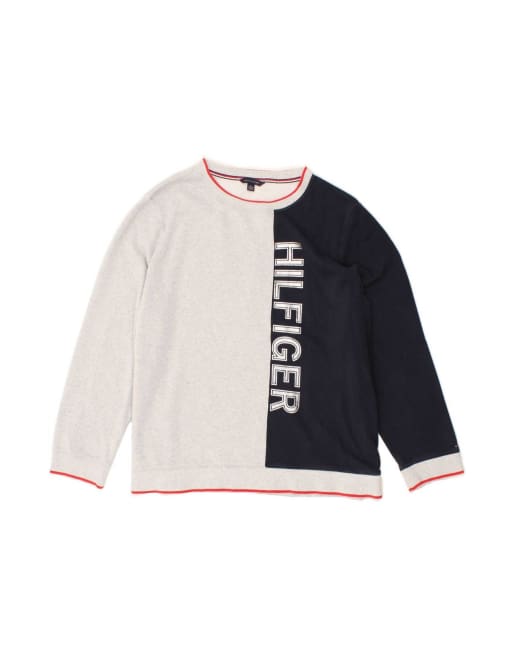 Vintage Tommy Hilfiger Oversized Sweatshirt Jumper UK 20 2XL In Grey