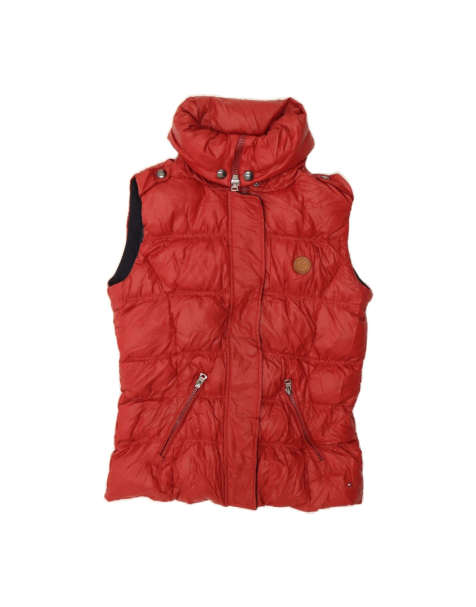Vintage Tommy Hilfiger Padded Gilet UK 14 Medium In Red - view 1