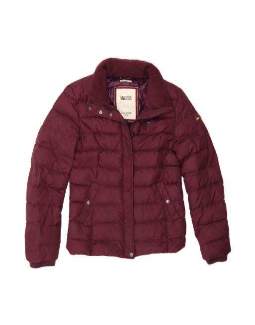 Vintage Tommy Hilfiger Padded Jacket UK 10 Small In Burgundy