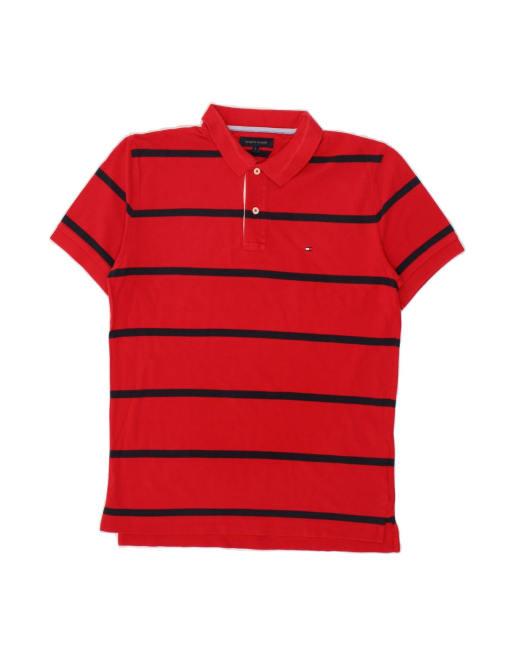 Vintage Tommy Hilfiger Polo Shirt Large In Red Striped