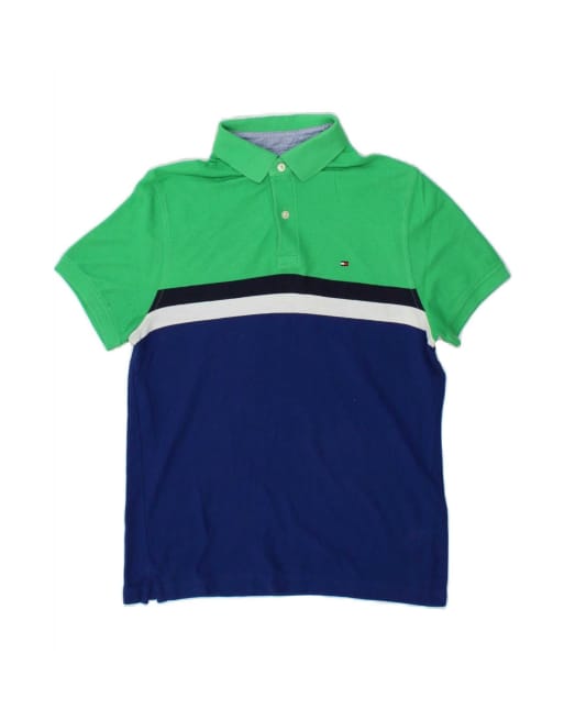 Vintage Tommy Hilfiger Polo Shirt Medium In Blue Colourblock
