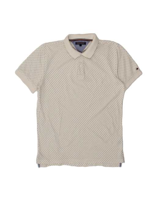 Vintage Tommy Hilfiger Polo Shirt Medium In White Spotted