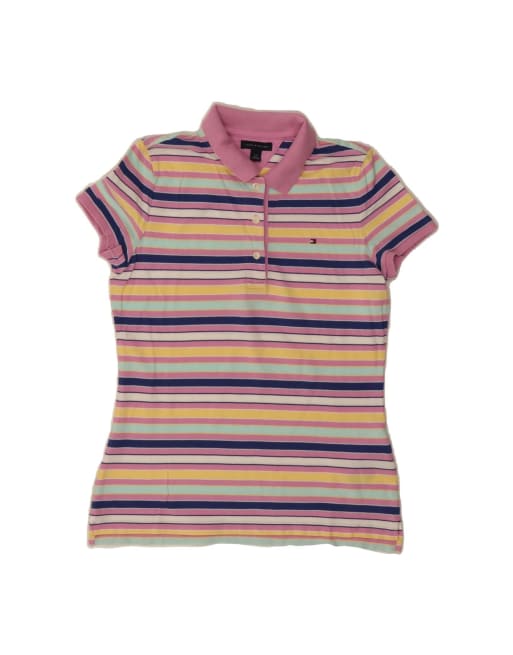 Vintage Tommy Hilfiger Polo Shirt UK 10 Small In Multicoloured Striped