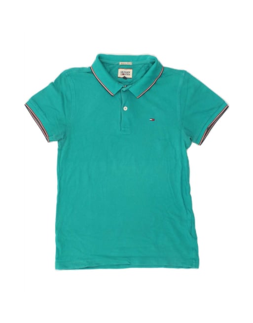 Vintage Tommy Hilfiger Polo Shirt Uk 10 Small In Turquoise