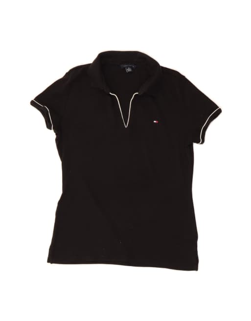 Vintage Tommy Hilfiger Polo Shirt UK 14 Medium In Black