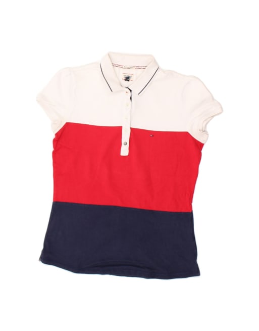 Vintage Tommy Hilfiger Polo Shirt UK 16 Large In Multicoloured Colourblock