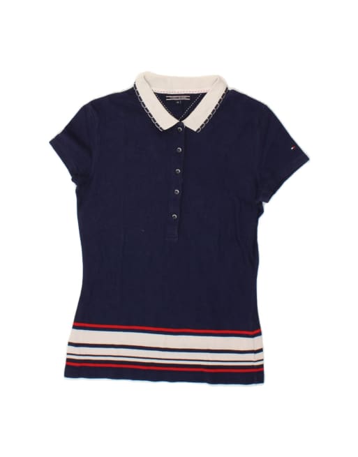 Vintage Tommy Hilfiger Polo Shirt UK 6 XS In Blue Striped