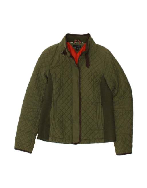 Vintage Tommy Hilfiger Quilted Jacket UK 14 Medium In Green Colourblock