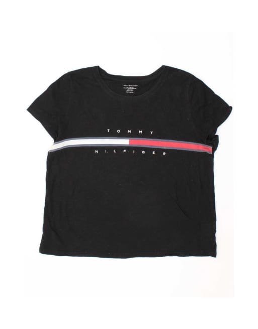 Vintage Tommy Hilfiger Relaxed Fit Graphic T-shirt Top Uk 18 XL In Black