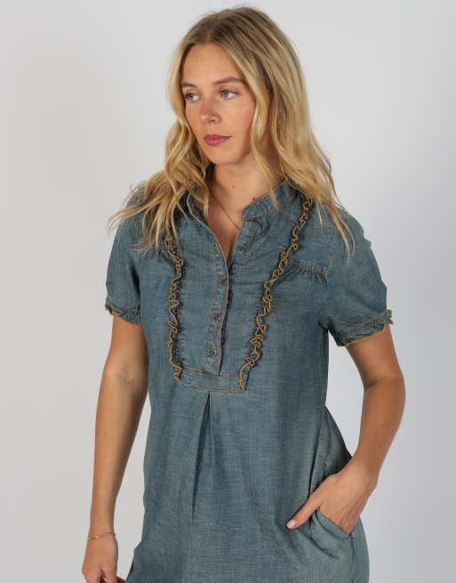 Vintage Tommy Hilfiger S denim midi dress in blue, 2 of 4