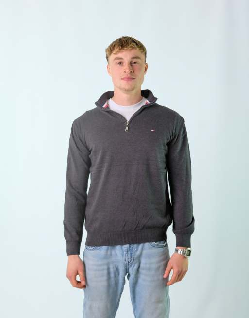 Vintage Tommy Hilfiger S Knit Sweatshirt Charcoal Grey
