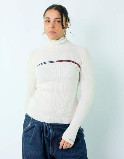 Vintage Tommy Hilfiger S Knit Sweatshirt Cream Turtle Neck