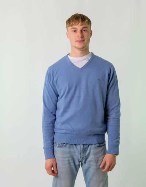 Vintage Tommy Hilfiger S Knit Sweatshirt Light Blue - view 1