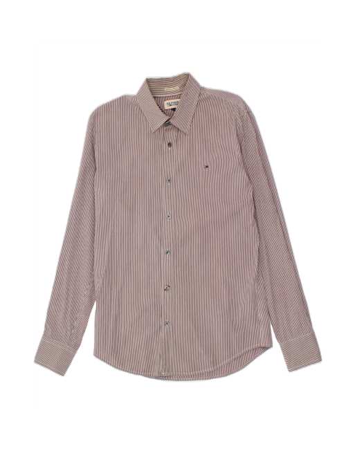 Vintage Tommy Hilfiger Shirt Large In Burgundy Pinstripe