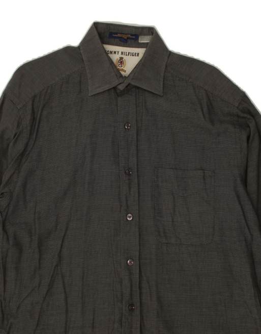 Vintage Tommy Hilfiger Shirt Size 16 Large In Grey Pinstripe, 3 of 4