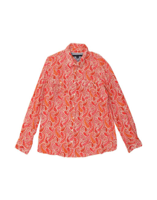 Vintage Tommy Hilfiger Shirt UK 16 Large In Red Paisley
