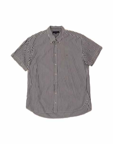Vintage Tommy Hilfiger Short Sleeve Shirt 2XL In Blue Striped - view 1
