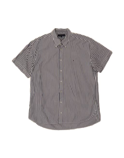 Vintage Tommy Hilfiger Short Sleeve Shirt 2XL In Blue Striped
