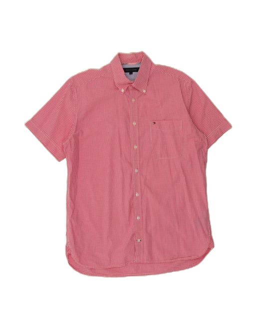 Vintage Tommy Hilfiger Short Sleeve Shirt Large In Pink Gingham
