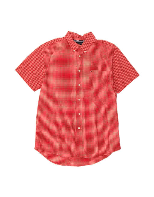 Vintage Tommy Hilfiger Short Sleeve Shirt Large In Red Check