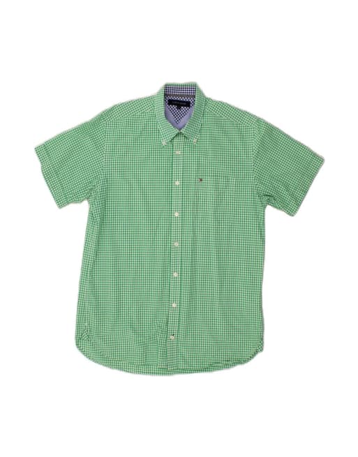 Vintage Tommy Hilfiger Short Sleeve Shirt Medium In Green Gingham