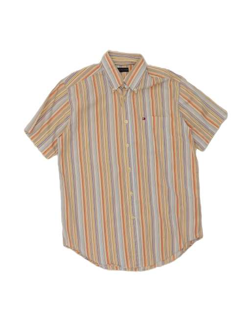 Vintage Tommy Hilfiger Short Sleeve Shirt Medium In Multicoloured Striped
