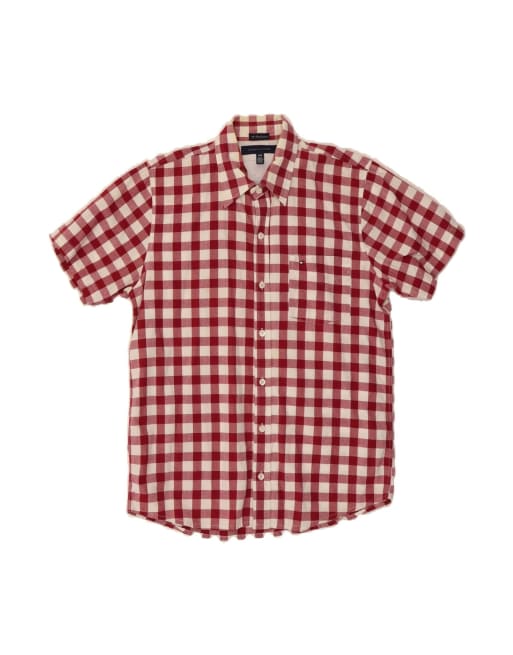 Vintage Tommy Hilfiger Short Sleeve Shirt Medium In Red Check