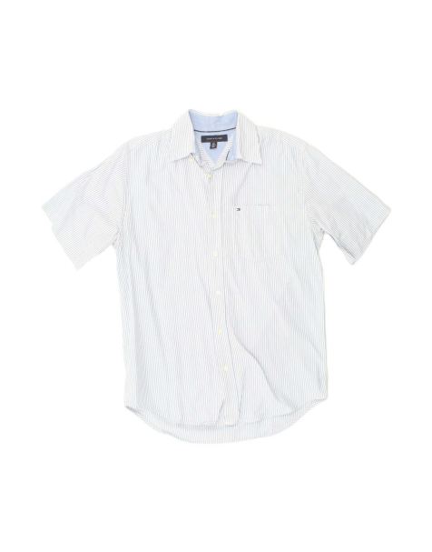 Vintage Tommy Hilfiger Short Sleeve Shirt Small In Blue Pinstripe - view 1