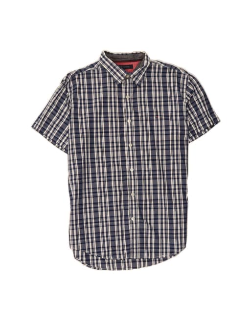 Vintage Tommy Hilfiger Short Sleeve Shirt XL In Blue Check