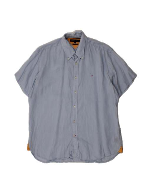Vintage Tommy Hilfiger Short Sleeve Shirt XL In Blue Linen