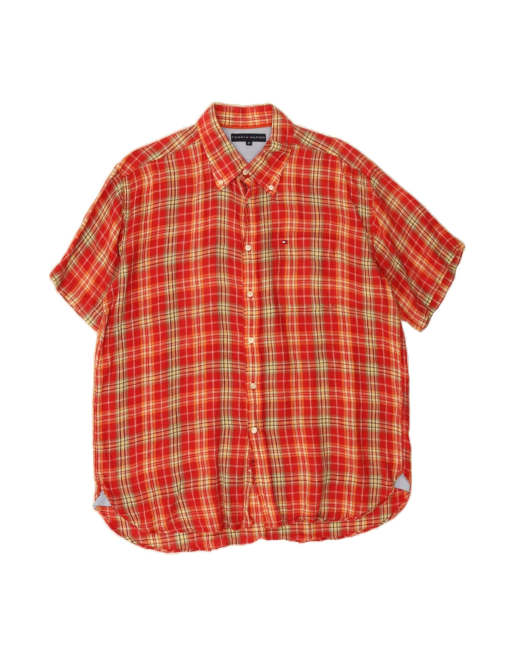 Vintage Tommy Hilfiger Short Sleeve Shirt XL In Red Check