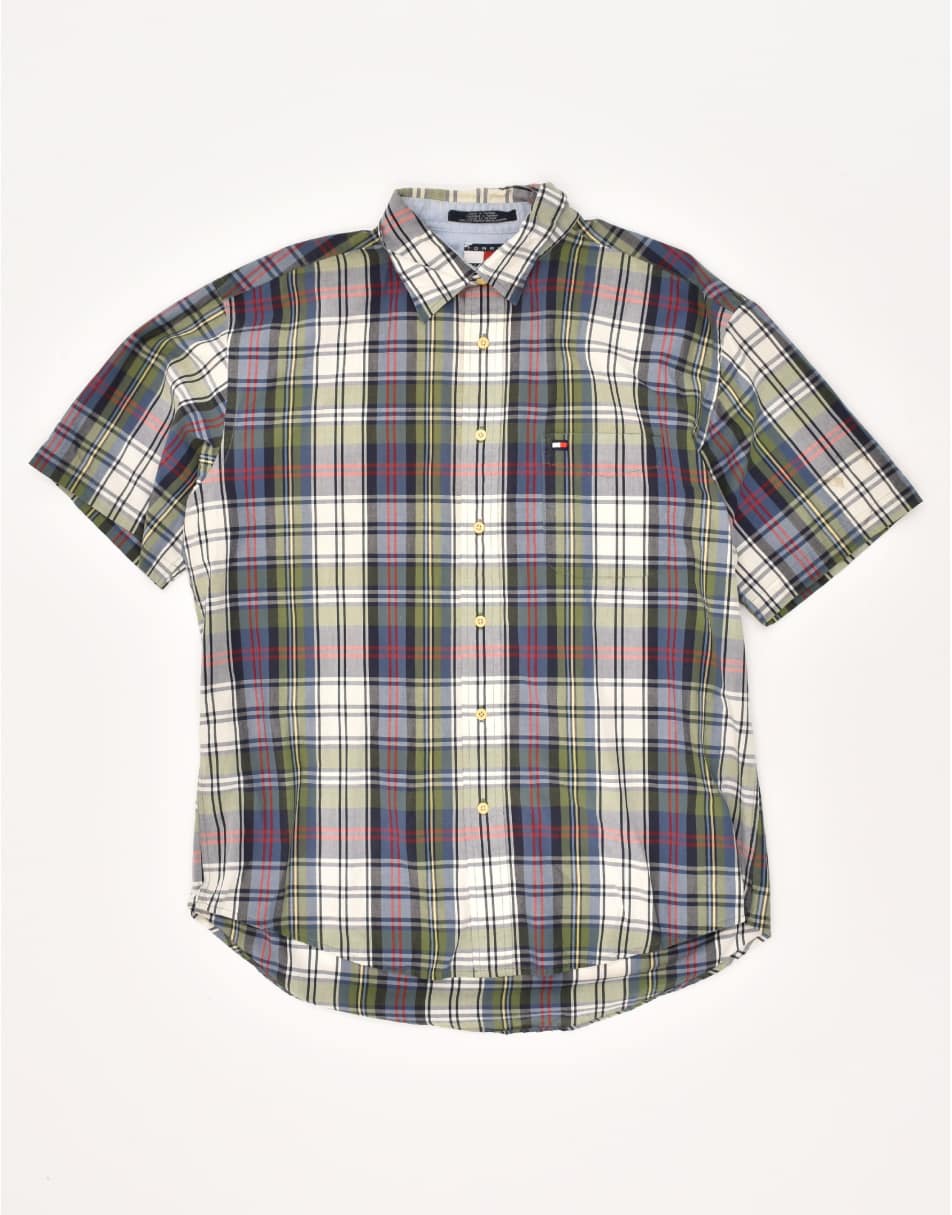 Vintage Tommy Hilfiger Size L Check Short Sleeve Shirt in Multicoloured