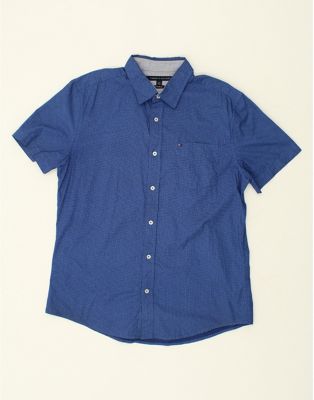 Vintage Tommy Hilfiger Size L Spotted Custom Fit Short Sleeve Shirt in Blue
