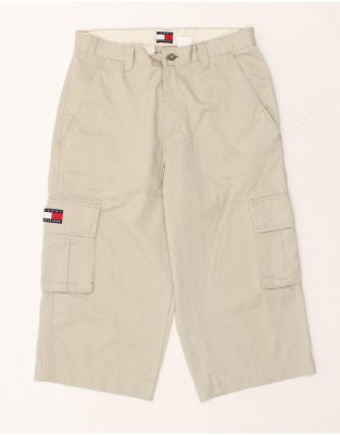 Vintage imprim tommy Hilfiger Size M Capri Cargo Trousers in Beige